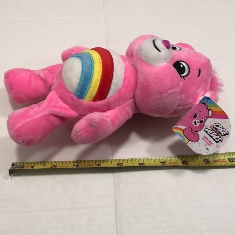 Care Bears Rainbow Bear in pink with hearts on hands and feet and ear tag - Picture 7 of 8